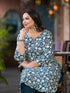 Women Plus Size Teal Pure Cotton Kurta Set